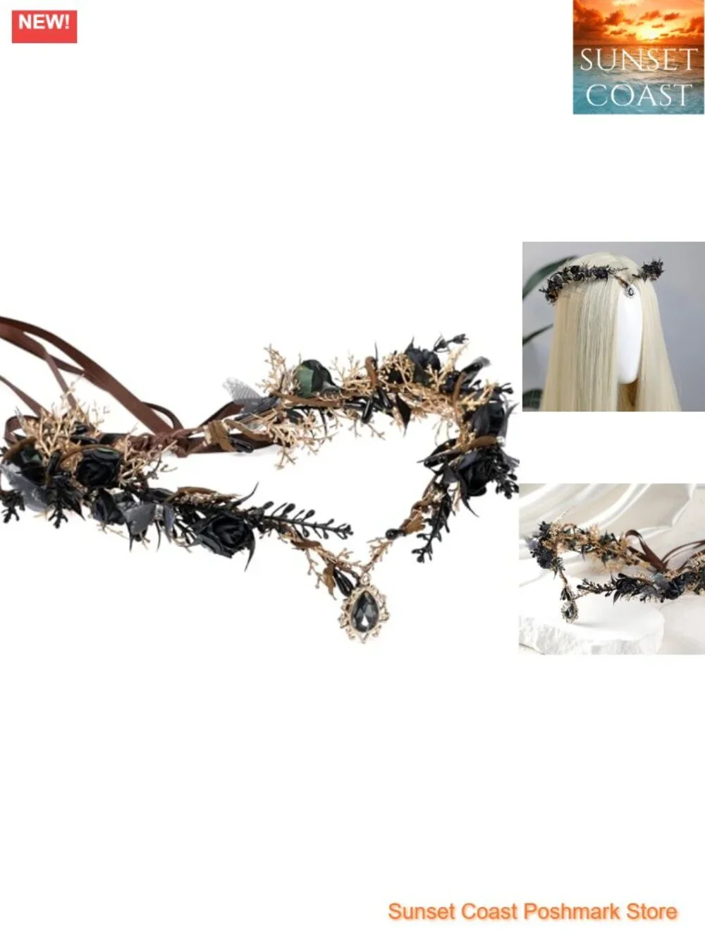 Fairy Flower Crown Butterfly Floral Elf Headband Renaissance Cosplay Accessory